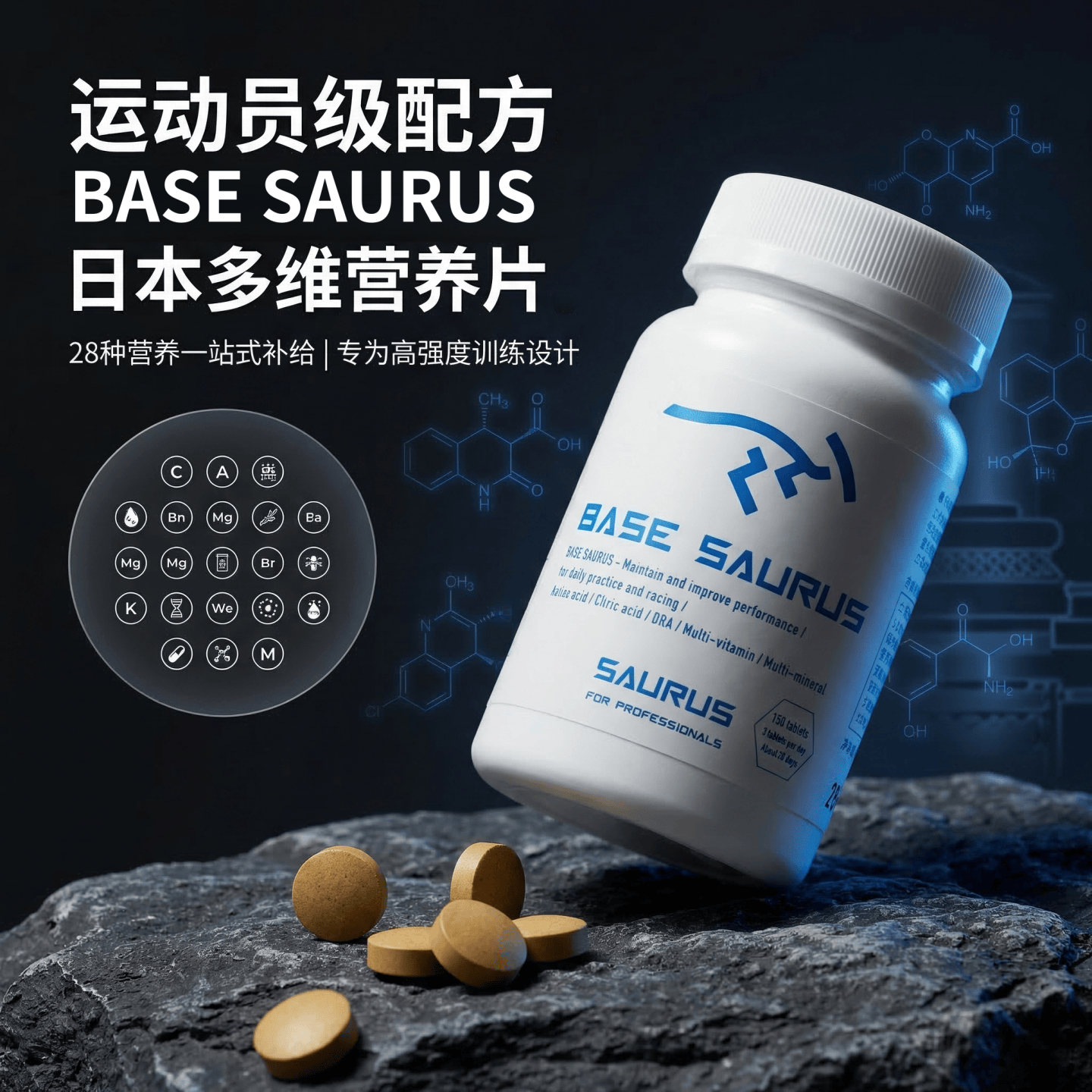 日本代购BASE SAURUS多维营养片复合维生素矿物质运动族健身跑步