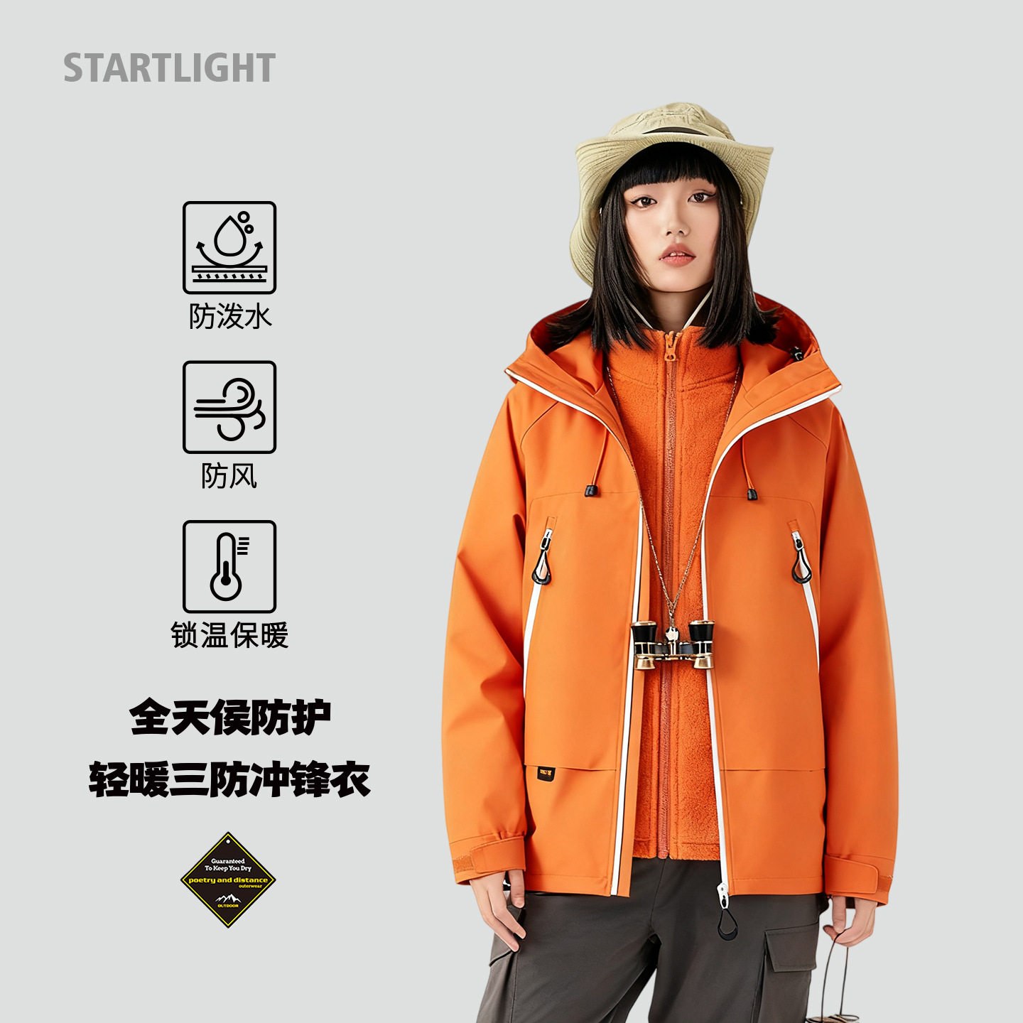 工装三防连帽冲锋衣户外夹克男女同款防水防风外套登山潮流,户外/登山/野营/旅行用品,冲锋衣,淘宝优惠券,粉丝福利购,淘宝优惠卷