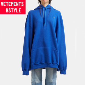VETEMENTS HSTYLE关晓彤景甜同款蓝色字母星星连帽oversize卫衣女
