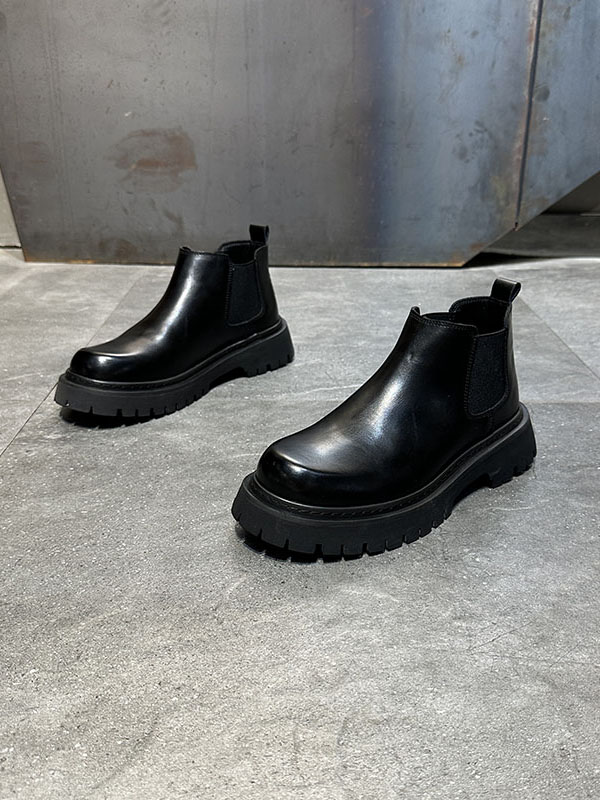 MENS SHOES FALL|WINTER 2024 NEW LEATHER BOOTS PLUS FLEECE CHELSEA BOOTS FASHION VERSATILE BIG SCALP SHOES MENS TREND CASUAL SHOES