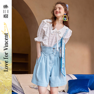 两三事 鸢尾独白  背带牛仔短裤