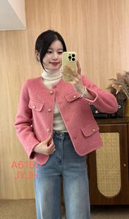 小香风双面羊绒大衣女短款2025秋冬高级感小个子羊毛呢外套女6150