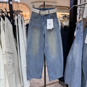 女宽松阔腿拖地长裤 高腰显瘦直筒牛仔裤 子605 韩版 2026早春新款