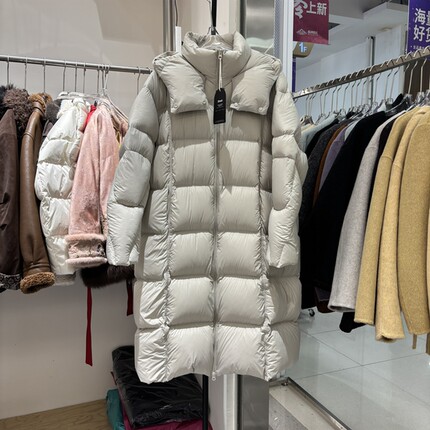 韩版2025冬新款泡芙羽绒服女中长款连帽时尚保暖90白鸭绒外套1128