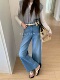 女宽松牛仔裤 2026春款 百搭显瘦高腰直筒阔腿裤 时尚 7801 韩版