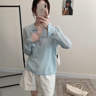 上衣潮35198 2025早秋新款 时尚 百搭翻领高级感针织开衫 女韩系正品