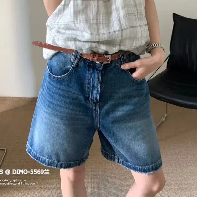 复古风高腰牛仔短裤女2026夏季新款阔腿显瘦五分裤宽松休闲裤5569