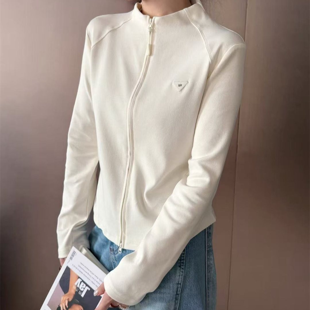 2026春装新款韩版修身显瘦立领拉链卫衣女韩系百搭休闲上衣潮6067