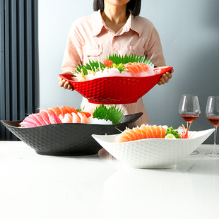 日式陶瓷刺身盘异形海鲜造姿盘商用三文鱼刺身拼盘高档意境盘装饰