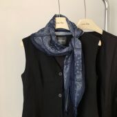 复古风藏蓝色腰果花棉麻丝巾系脖小领巾三角巾头巾腰带系腰间装 饰