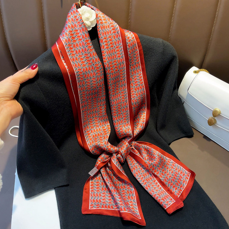 100%桑蚕丝高端红色长条真丝丝巾