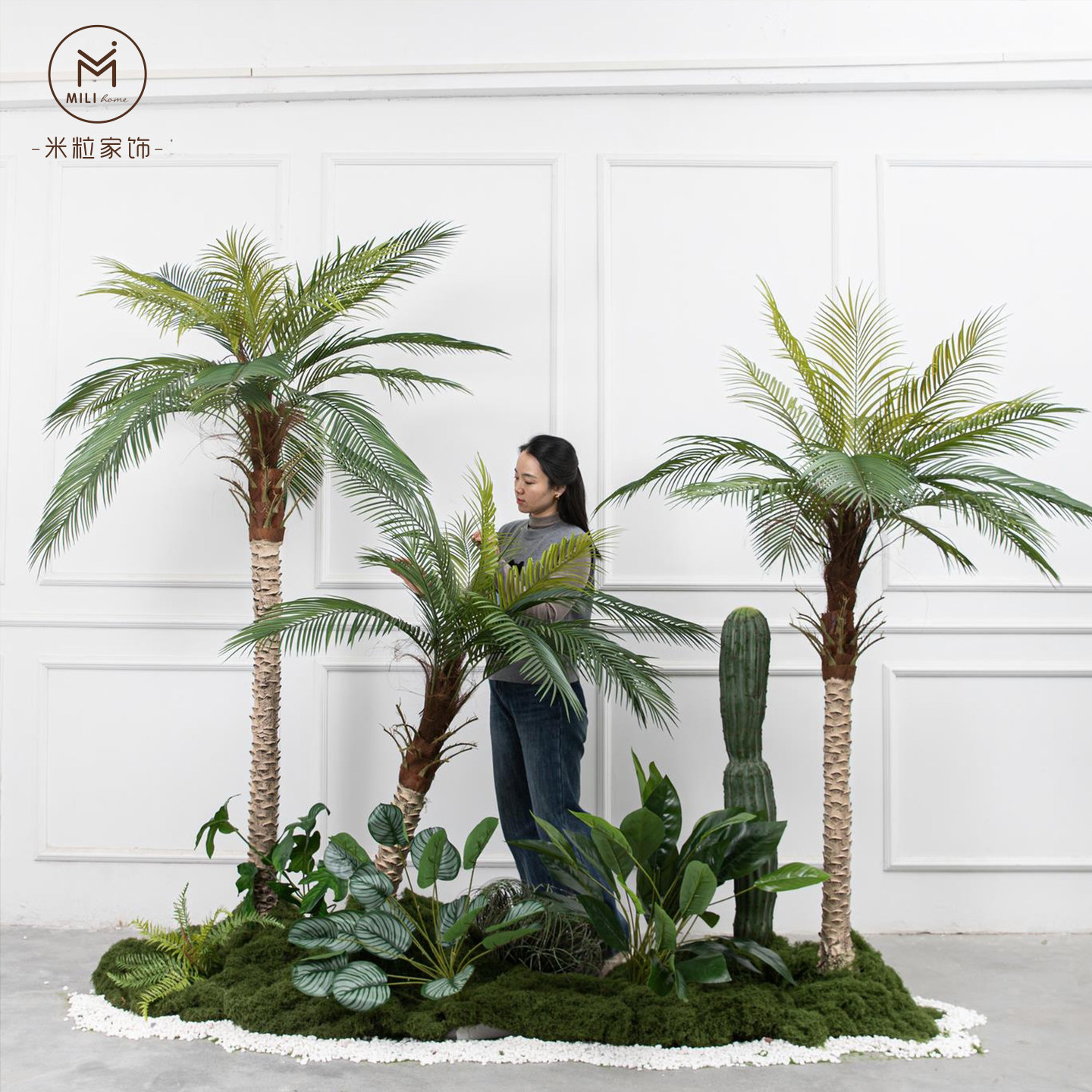 超逼真棕榈假树仿真针葵植物造景大型仿生绿植椰子树景观室内装饰