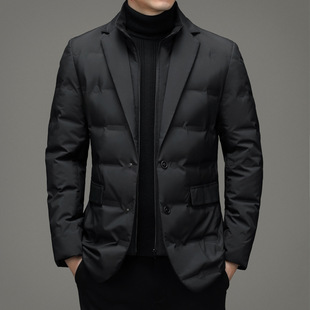 春节不打烊多件西服款休闲时尚羽绒服男可脱卸立领假两件