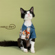 HOiii 德文猫衣服无毛猫纯棉睡衣空调服透气 PET可爱卡通牛仔衬衫