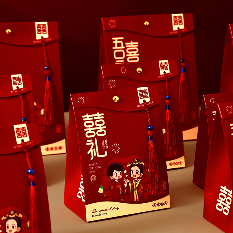 创意中式回礼婚礼礼盒糖果袋子装空盒2025新款糖盒结婚喜糖盒子