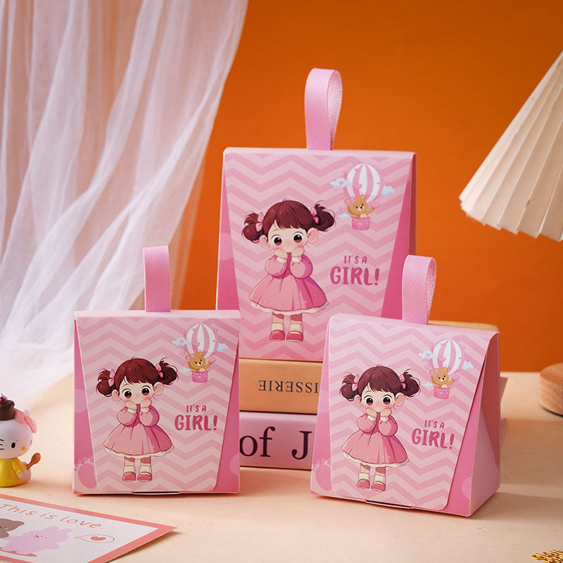 儿童生日手提喜糖盒宝宝满月百天周岁宴伴手礼糖盒回礼纸盒子袋子