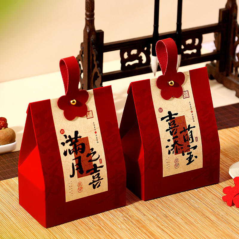 宝宝满月礼盒空盒子伴手礼包装盒百天周岁生日回礼喜蛋袋喜糖盒