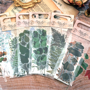 陌境PET贴纸包 干花集 绿植枝叶花卉手账手工DIY大尺寸装饰贴纸