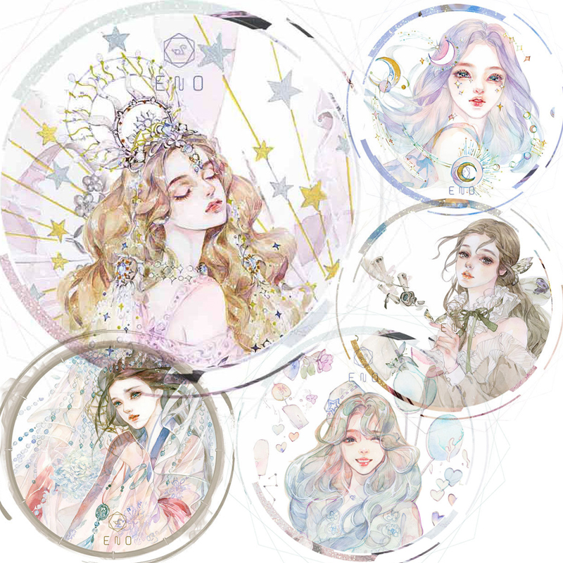 【清仓处理】ENO和纸胶带  唯美梦幻华丽人物星空手账装饰素材帖
