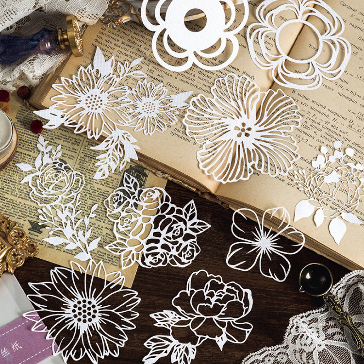 陌墨镂空蕾丝纸 伊丝卡贝尔花园 复古花卉枝叶芭蕾昆虫手帐装饰