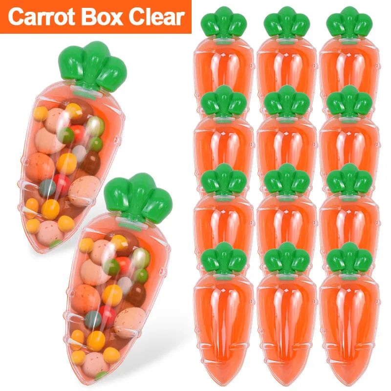 3/6Pcs Easter Plastic Carrot Candy Box Creative Clear Gift B