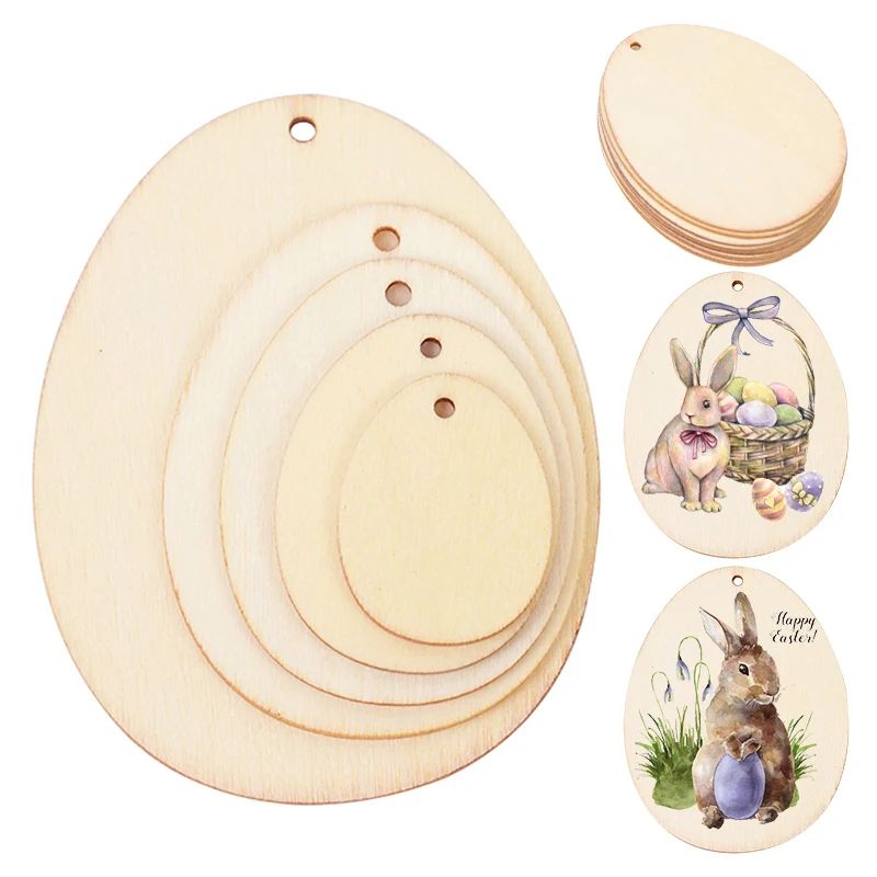 10/25/50pcs Natural Easter Eggs Wood Chips Unfinished Graffi