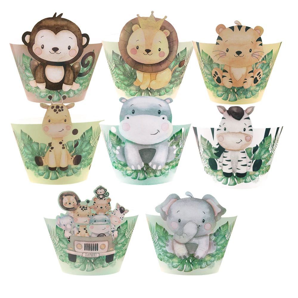 16pcs Carton Animal Cake Wrapper Paper Cupcake Decor for Kid