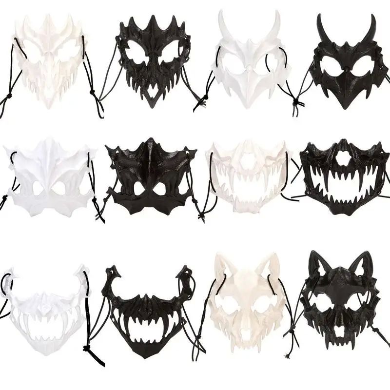 Halloween Party Mask Demons Samurais Dragon Bone Yasha Tengu