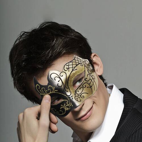 Half-Face Painted Men's Mask Painted with Shiny Powder Venic
