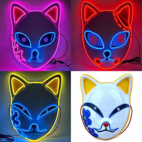 Halloween Light Up Mask Demon Slayer Tanjiro Kyojuro Fox Cos