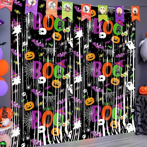 1Mx2M Bat Pumpkin Ghost Ribbon Party Background Decoration ,