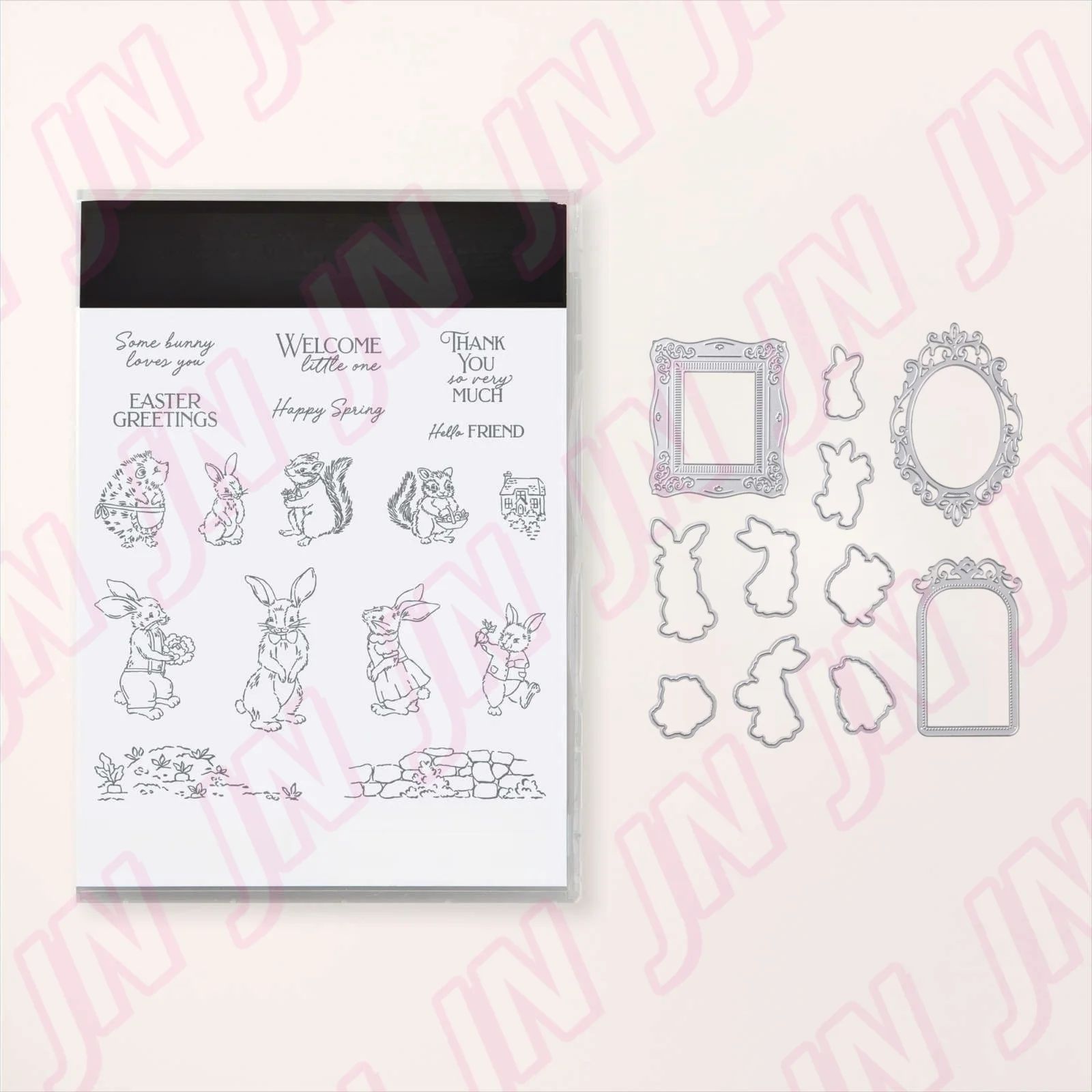 Easter rabbit happy spring clear stamps diy metal cutting di