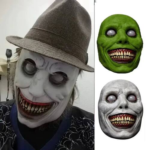 Halloween Evil Light White Eye Smiling Demon Masks Scary Cre