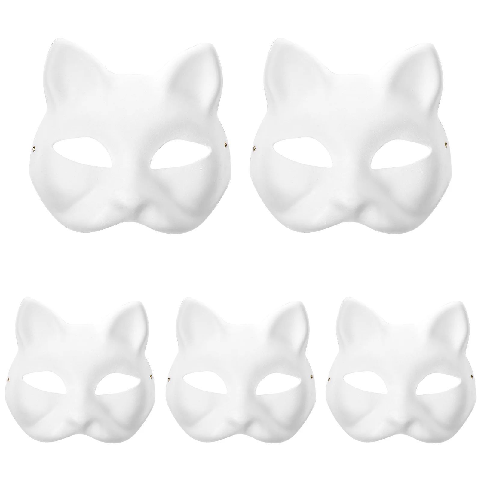 White Halloween Paper Mache Masks Unpainted Therian Mask Cat