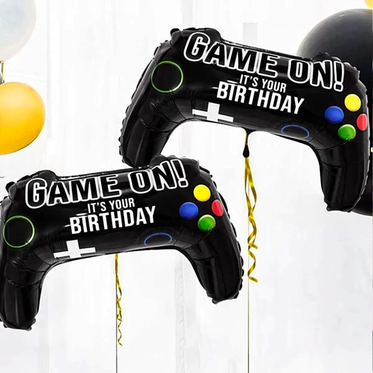 2pcs Black Gamepad Video Game Controller Foil Balloon Birthd