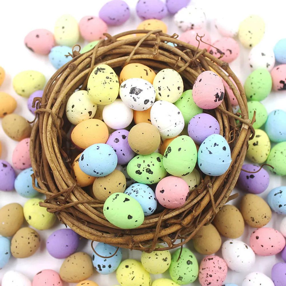 50/100pcs Foam Easter Eggs Colorful Fake Eggs For Easter DIY