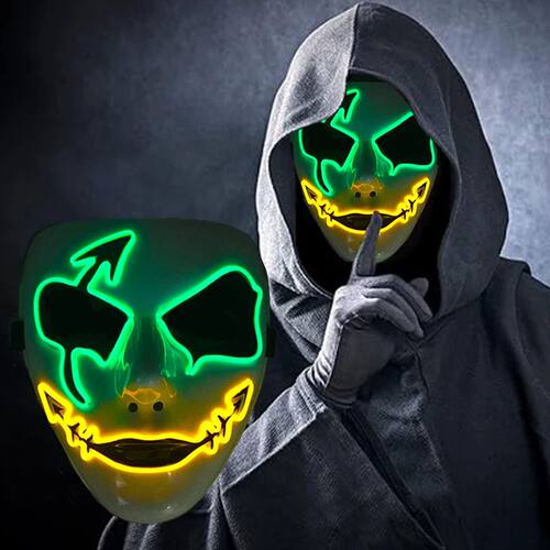 Halloween Costume luminous Mask Demon Slayer LED Masquerade