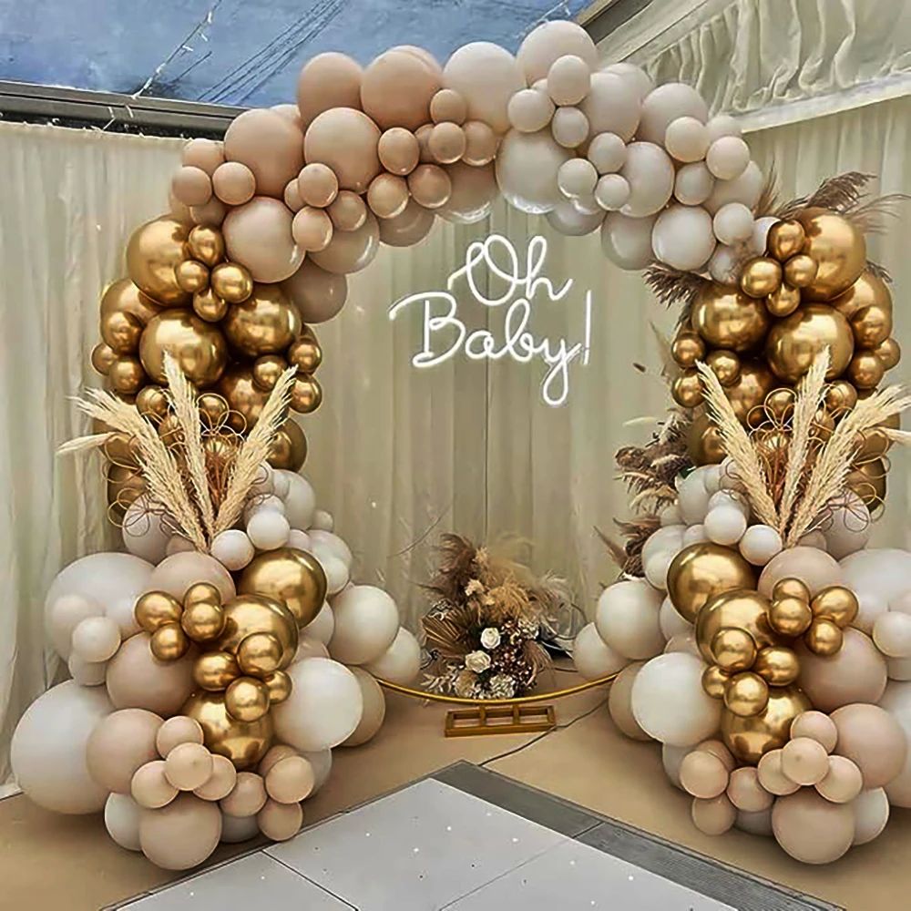Skin Balloons Garland White Sand Gold Latex Balloon Arch Kit
