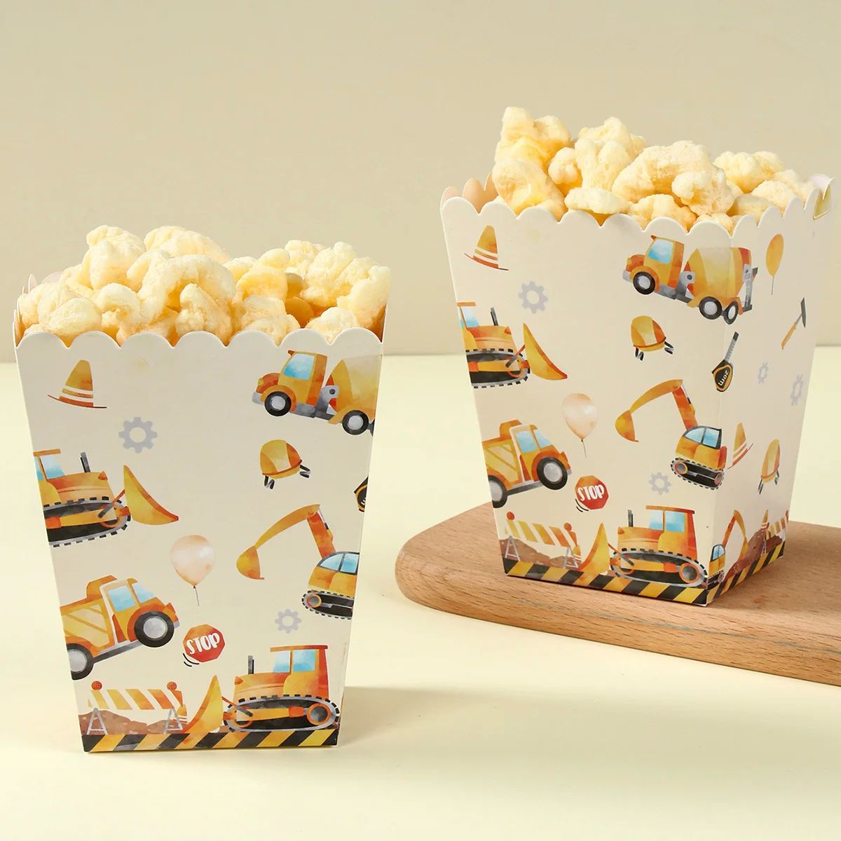8pcs Construction Popcorn Box Engineering Excavator Vehicle