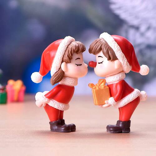 Mini Christmas Couple Figure Doll Xmas Tree DIY Garden Bonsa