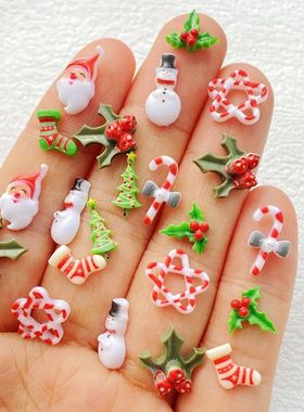 50Pcs Mixed Nail Art Resin Christmas Socks Trees Snowmen Ser