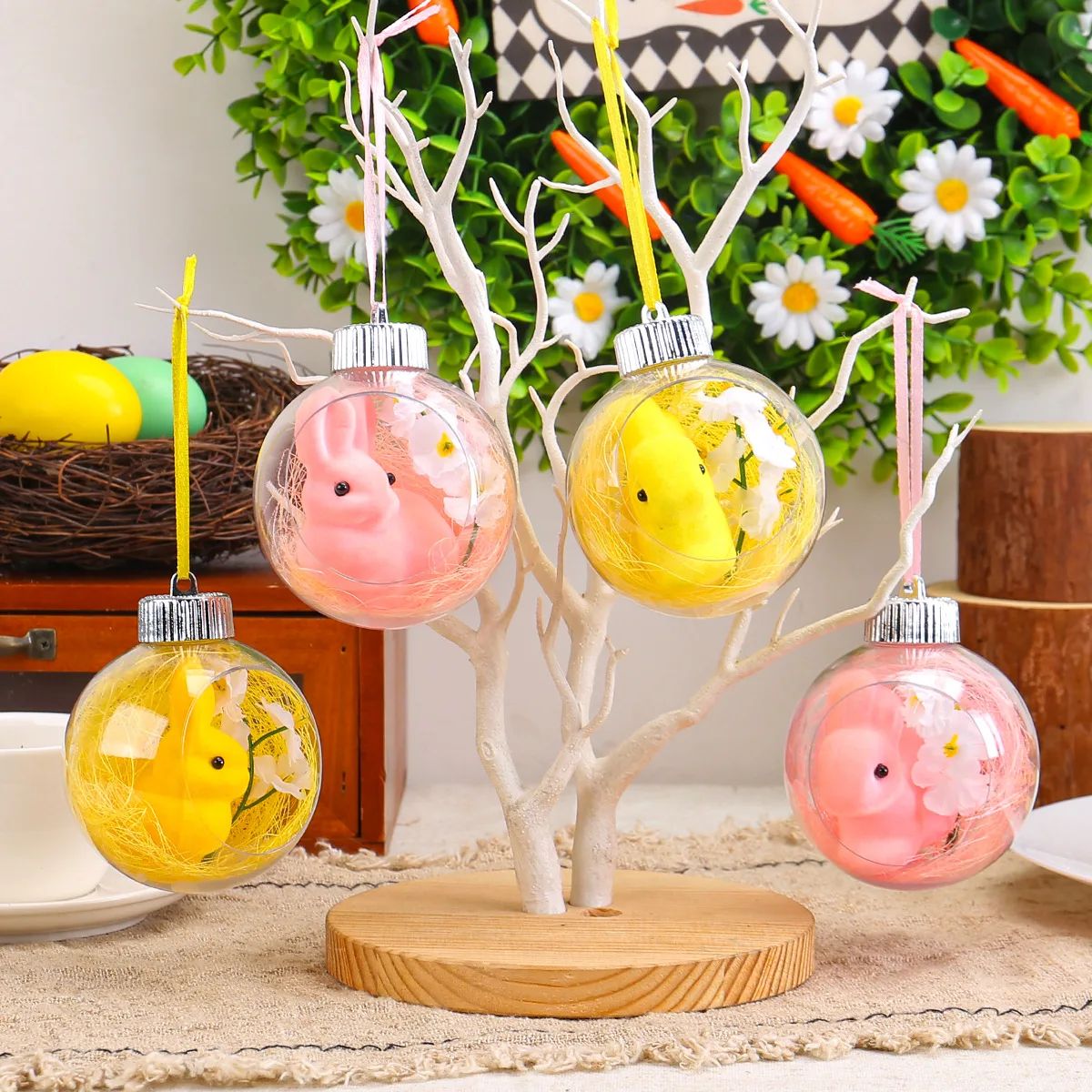 Easter Acrylic Ball Transparent Bunny Hanging Ball for Sprin