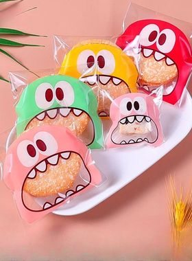 100pcs Cookie Candy Bag Cute Cartoon Self-adhesive Plastic P
