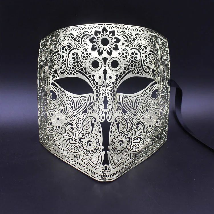 Gold Silver Color Full Face Cosplay Masquerade Mask Black Me图片