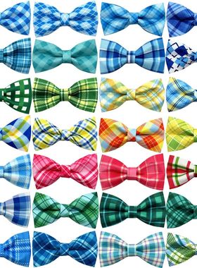 50/100pcs Handmake Plaid Dog Bow Ties for Small Dogs Bowties