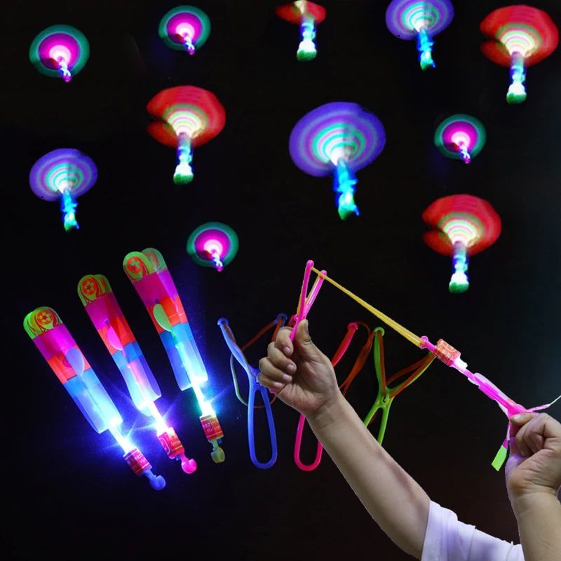 100Pcs Amazing Light-Up Arrow Rocket Helicopter Flying Toys