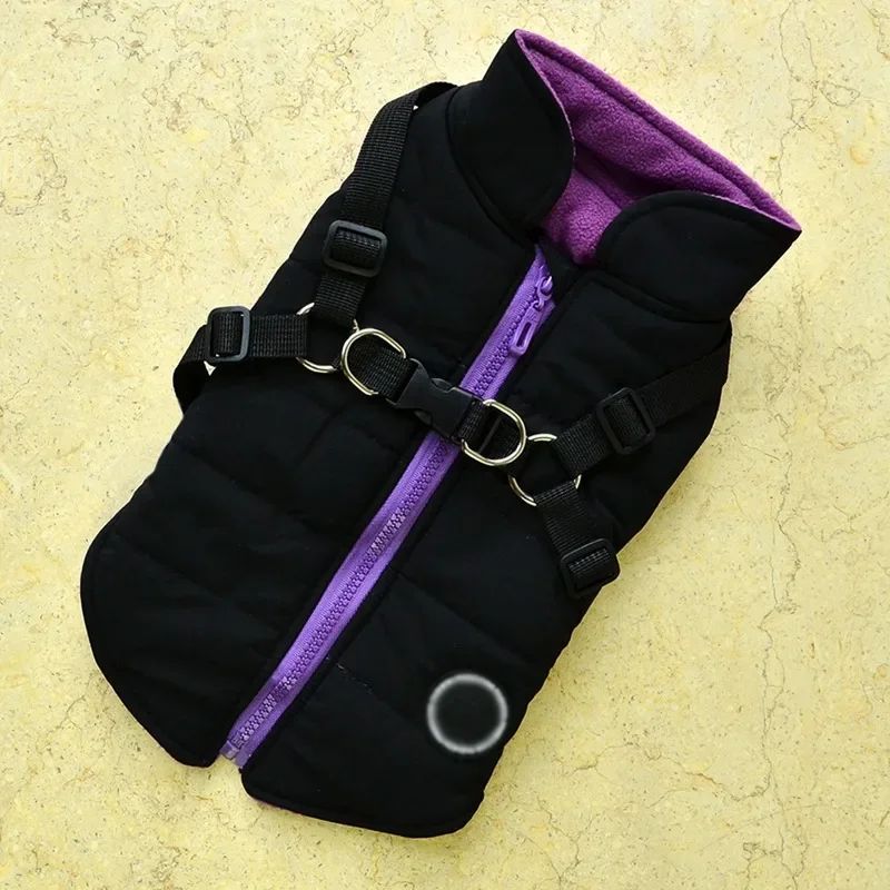 2In1 Pet Dog Clothes With Harness Winter Warm Dog Jacket For