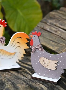 Day Gifts Decorations Craft Cock Easter Shapes Wooden Orname
