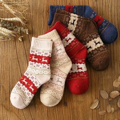 Women Men Wool Socks Christmas Sock Cute 3D Female Thermal T