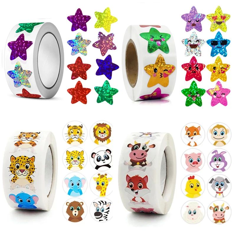 500/1000pcs Colorful Star Adhesive Holographic Star Stickers